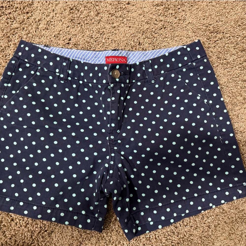 Merona Navy and sage colored Polka Dot Shorts